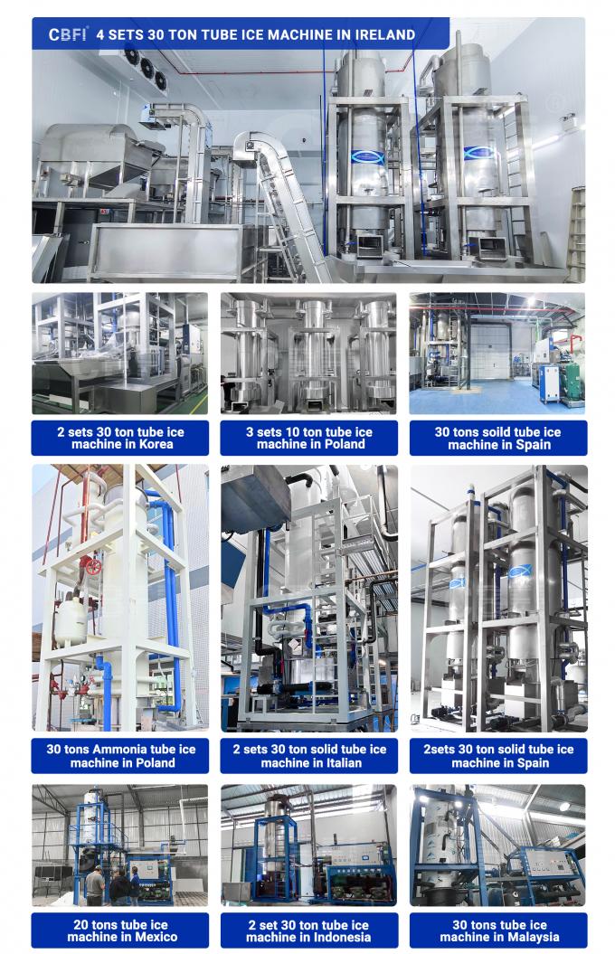 30 Tons Day Transparent Ammonia Solid Tube Ice Making Machine For Drinks Wines Juice 0