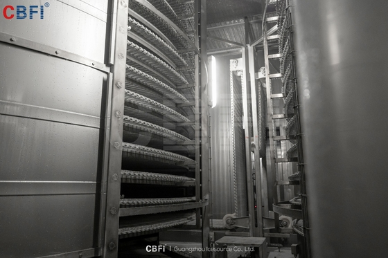 Huge Capacity Iqf Double Spiral Freezer Machine For Sea Food Making