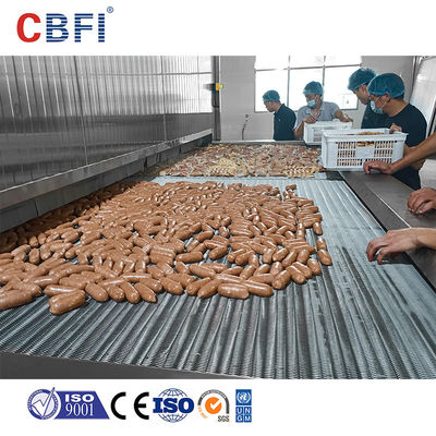 Iqf Quick Tunnel Freezer Cooling Equipment For Lotus Nuts Vegetables Dumplings Meatball Freeze