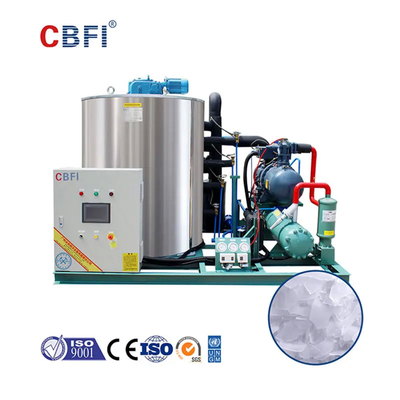 Automatic Flake Ice Machine 12-45mm Ice Diameter R404A Refrigerant -5℃ Ice Temperature Water/Air Cooling