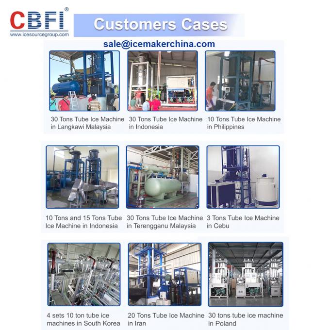 10 Tons Water Cooling Ice Tube Machine With Ice Packing Machine 0